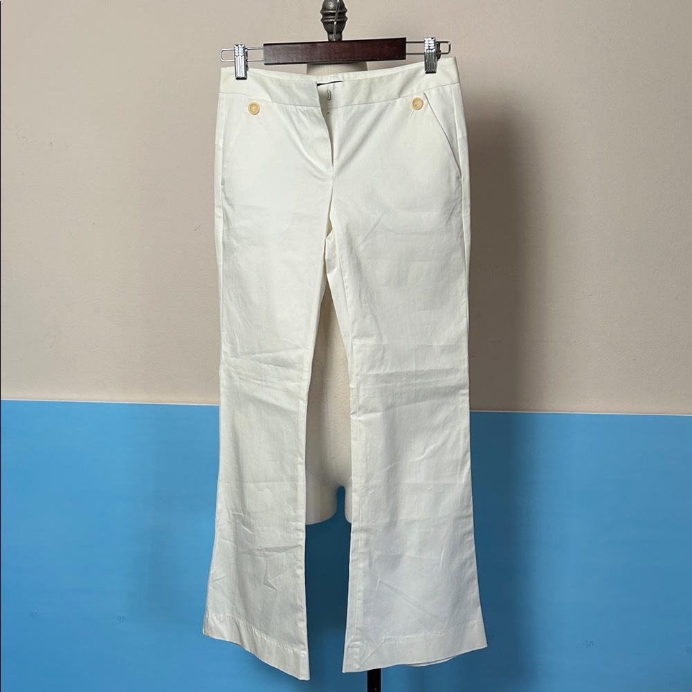 Theory White Wide Leg Low rise cotton white pants size 0